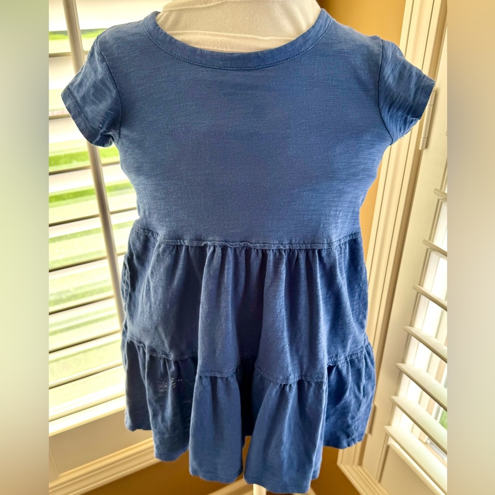 Cat‎ & Jack Blue Tiered Short Sleeve Dress XS (4/5) Girls